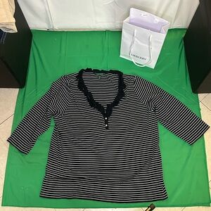 Lauren Ralph Lauren Black and White Striped Blouse